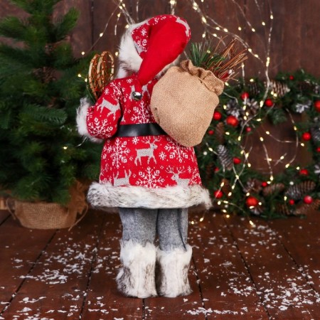 Santa Claus "In a suit with snowflakes and with a strap" 50 cm, red-2