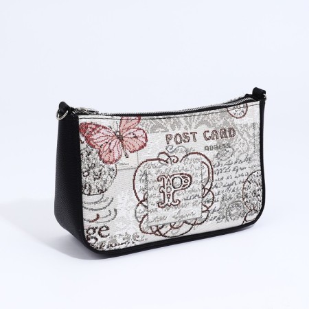 Bag Cross-Body L-Craft with a zipper, external pocket, black/beige color-1