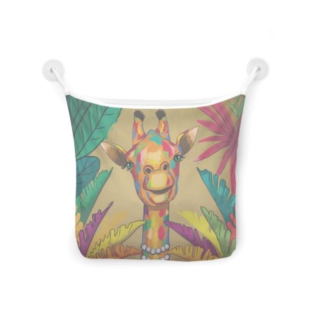 Organizer in a bath on suction cups "Multi -colored giraffe", for storing toys and trifles, size 33x39 cm-2