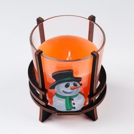 Aromatic candle in a glass on the stand "Snowman", 10x9.5x9 cm, orange-4
