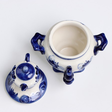 Souvenir "Samovar", Small, Gzhel, Porcelain, 12x10 cm-3