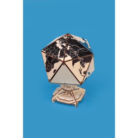 Designer Wooden 3D Ewa Globe Icosahedron with a secret (casket, safe) Black-10