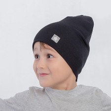Two-layer children's hat, black color, size 50-54