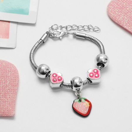 Bracelet Children's "chosen" hearts, suspension mix, colored in silver-4