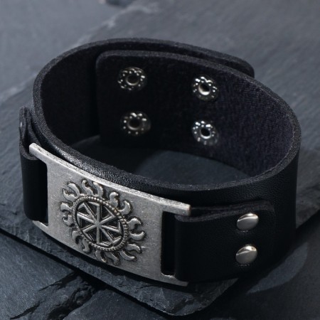 Bracelet-reinforcing "Kolovrat" the sun, black color with black silver, 23 cm-2