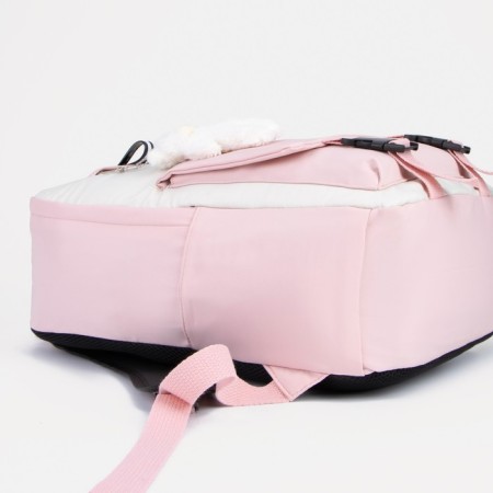 Youth backpack on lightning from textiles, 2 pockets, pink color-2