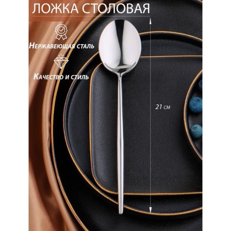 Tablespoon "Thornebury", length 21 cm, thickness 7 mm, silver color