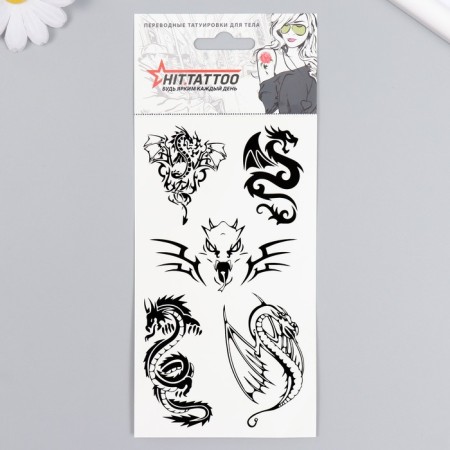 Transfer Tattoo "Dragons" Black, 9x21