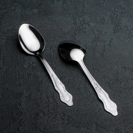 Dessert spoon "Slav", h = 16 cm, thickness 1.2 mm, silver color
