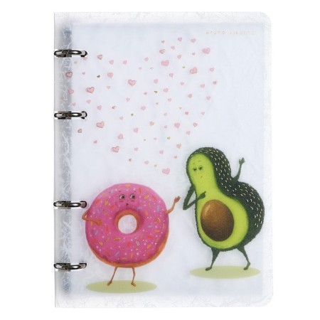 Notebook on rings, 80 sheets in the cell "avocado and donut", plastic cover, foil embossing, shift unit 70 g/m2