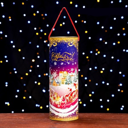 Gift box, a tube for the bottle "New Year" 120x345mm (325 mm intra -height)