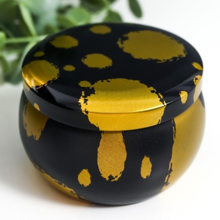 Casket Metal Round "Drawings with gold on white and black" mix 5.2x7.5x7.5 cm-5