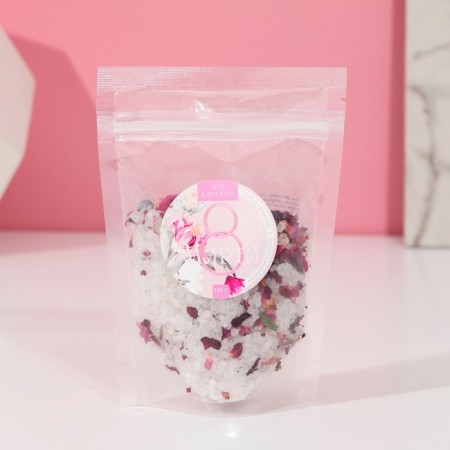 Bath salt "Happy March 8", with rose petals, 150g-1