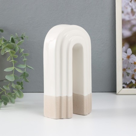 Ceramics Ceramics for 1 candle "Scar" sand-white 10.3x6.2x18 cm-3