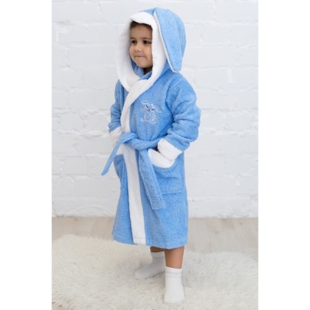 Baby robe "Bunny", height 110 cm, blue+white, Makra-3