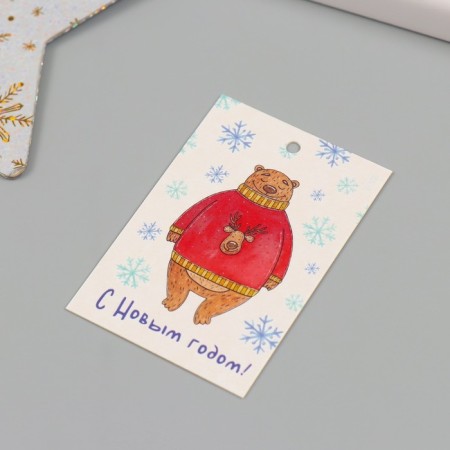 Cardboard "Bear in a sweater" 4x6 cm-1