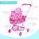 Winter doll stroller, with a bag, with a basket, a metal frame