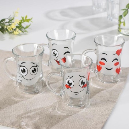 Glass mug "Smiley", 140 ml, MIX drawing-2