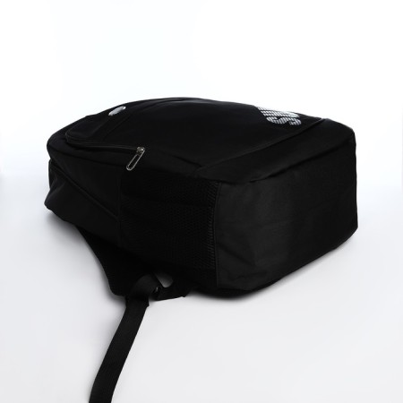 Youth backpack from textiles, 2 lightning departments, 4 pockets, black color/khaki-4