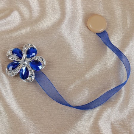 Picking for curtains "Chamomile flower", d = 5.5 cm, blue color-1