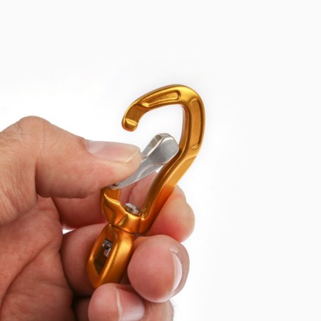 Carabiner with a latch and a swivel, 7x3 cm, 200 kg, yellow-3