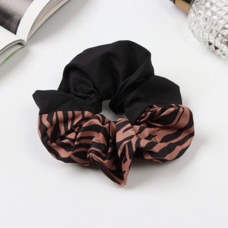 Hair elastic band "Orbit" strips style, 12 cm, black-brown
