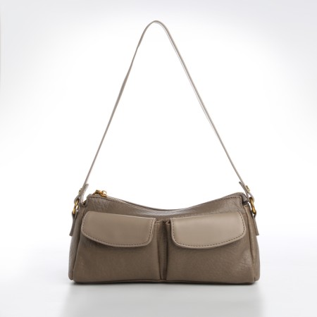 Female bag Textura, average size, beige-gray color