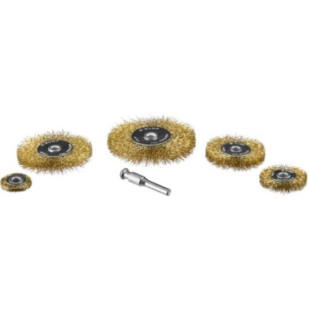 A set of brushes for a bison drill 3521-H5_z02, disk, brass, steel, 0.3 mm, 5 pcs.