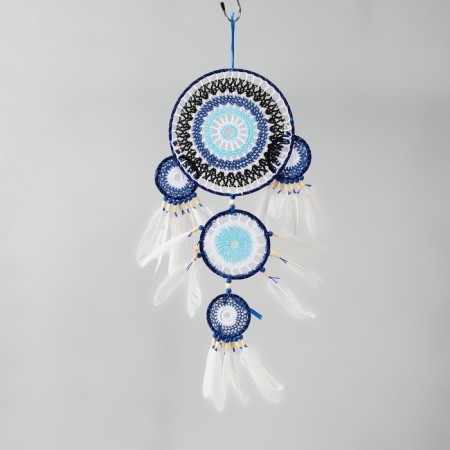 Dreams of Dreams from the evil eye 5 rings "Nazar" with feathers 20x55 cm-2