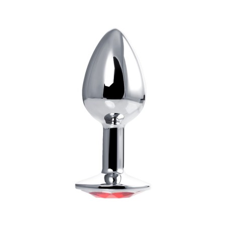 Anal sleeve of little pieces, silver, with a red crystal, Ø 2.5 cm, 46 g-2