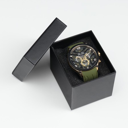 Men's wrist watches, D-4.6 cm, with a chronograph, 3 atm, luminous, green-4