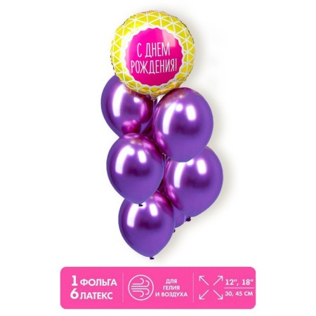 Bouquet of balloons "Geometry, birthday" set of 7 pcs.