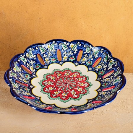 Rishtan ceramics "Flowers", 33 cm, blue
