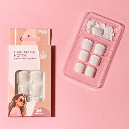 Follow legs "Perfect pedicure. Jacket ", 24 pcs, adhesive plates, light pink/white color-2