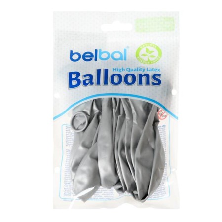 Latex ball 14 ", chrome Glossy, set 12 pcs., Silver color-1