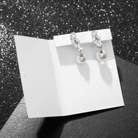 Earrings with pearls “Give tenderness” circle, white color in silver-2