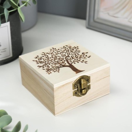 Casket Wood for painting "Tree" 10x10x5 cm