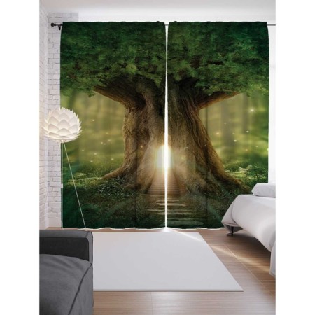 Photostes "House in a tree", Saten, size 145x265 cm, 2 pcs
