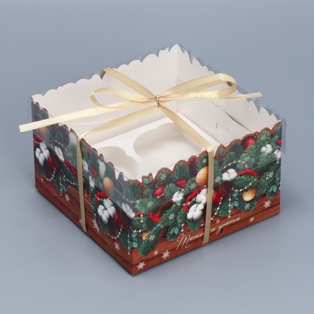 Capcake box "heat and comfort", 16 x 16 x 10 cm, new year-2