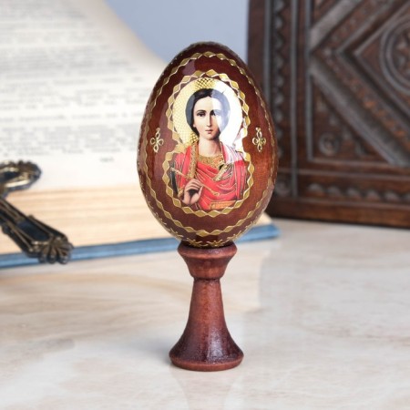Souvenir egg "St. Panteleimon", on a stand