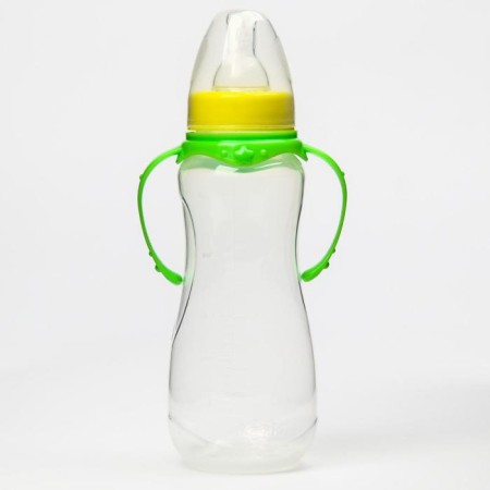 A bottle for feeding, a classic throat, 250 ml., From 0 months, fitted, with handles, color mix-7