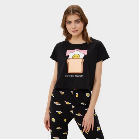 Female pajamas (T -shirt and trousers) KAFTAN EGG p. 52-54, black-2