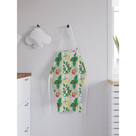 Apron kitchen with a photo print "Christmas balls and Christmas star", adjustable, size OS