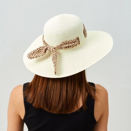 Women's hat Minaku "Leopard" Color Milk, size 56-58-2