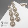 Hanging earrings with grace rhinestones, drops of trio, white color in gold, 9 cm