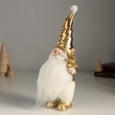 Suvenir Polystone "Santa Claus in a gold cap, with a Christmas tree" 11x9x25 cm-3