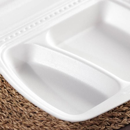 Disposable lunch box, 24.7 × 20.6 × 7 cm, 2 sections, white color-2