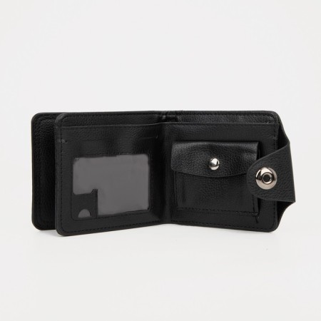 Male purse for magnet, department for bills, for maps, for coins, black color-3