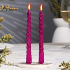 A set of candles of twisted, 1.5x 15 cm, 2 pieces, sparkle, lilac