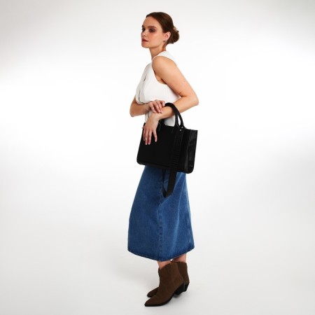 Female bag Textura, tout, average size, black color-1